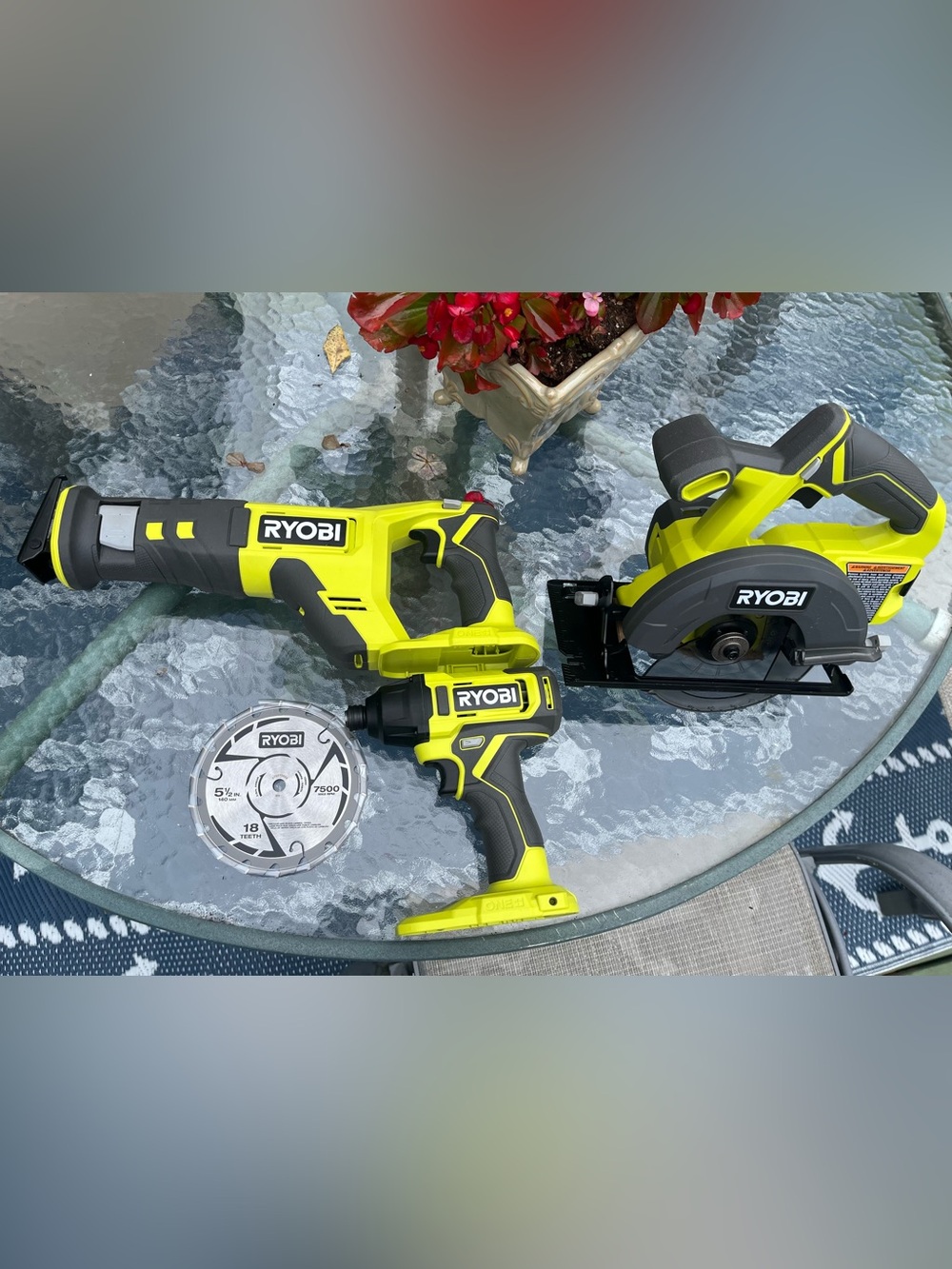Ryobi 18v ONE+ Cordless 3 Tool Bundle Impact Recip Impact Recip Circular Saw LN
